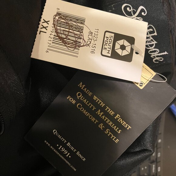 Y2K South Pole Skull Hoodie XXL Cropped Velvet Rhinestones Whimsygoth Goth NWT - Picture 8 of 10